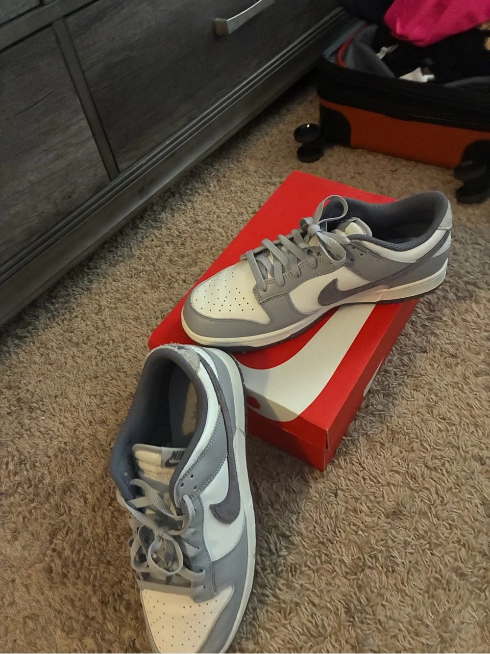 Nike Men’s Low-Top Sneakers in Light Gray and White